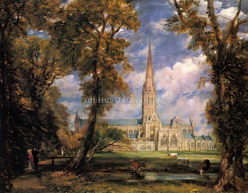 Salisbury Cathedral from the Bishops' Grounds - 约翰·康斯特布尔